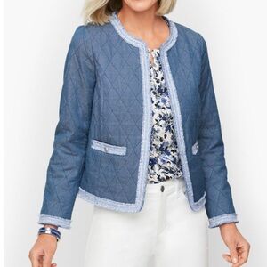 Talbots Fringe Quilted Chambray Jacket